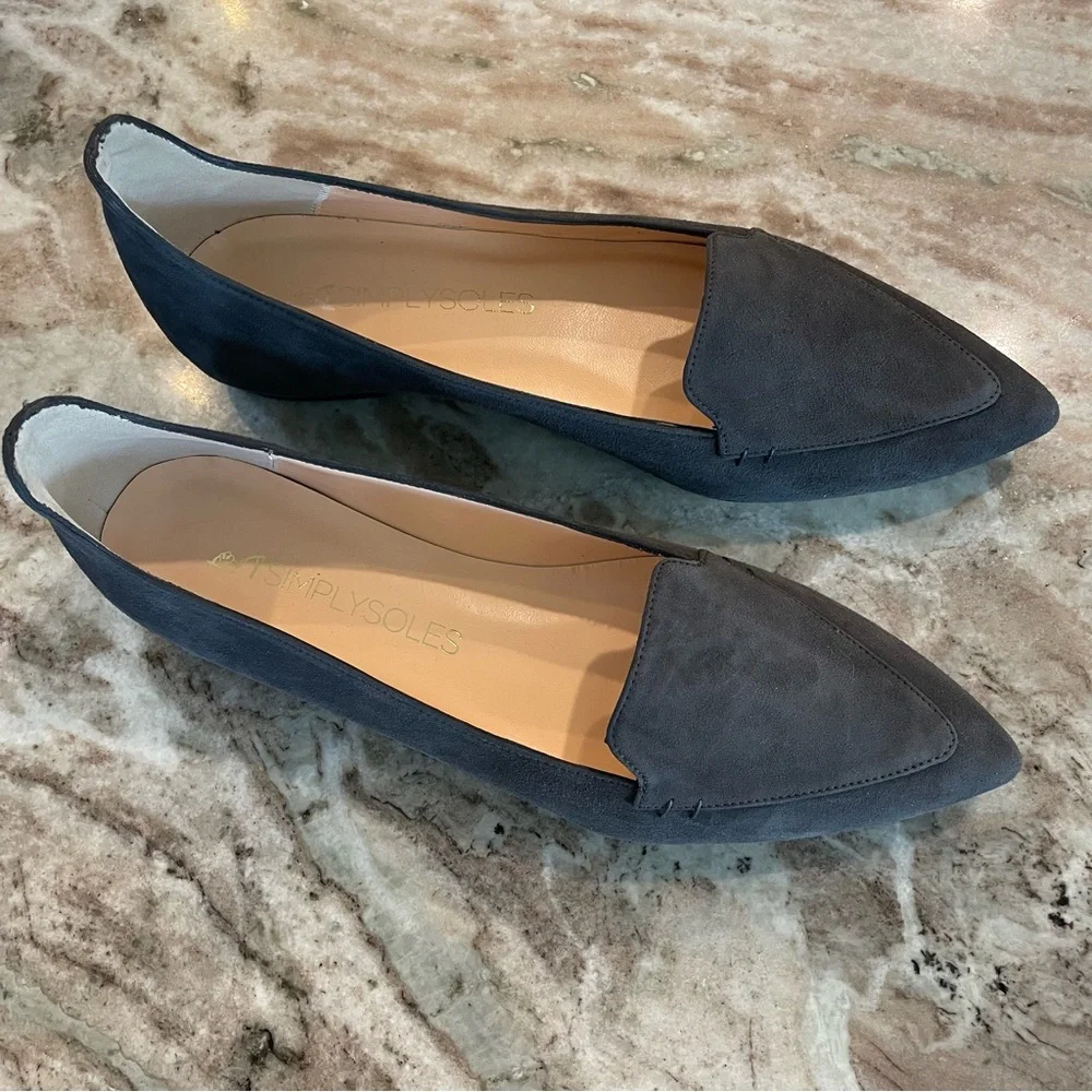 Simply Soles Simplysoles Leather Pointed Toe Flat Loafer Shoes Size 9.5